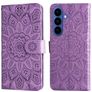 Mobigear Sunflower Samsung Galaxy S26 Plus Hülle Klapphülle Geldbörse - Lila