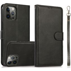 Mobigear Wallet iPhone 16 Pro Max Hülle Abnehmbare 2in1 Klapphülle Geldbörse - Schwarz