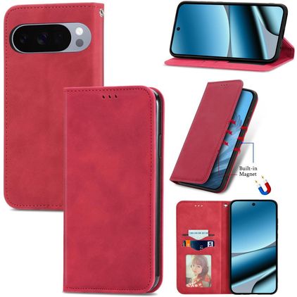 Mobigear Retro Slim Google Pixel 10 Pro XL Hülle Klapphülle Geldbörse - Rot