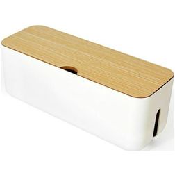 Mobigear CableBox Kabelorganisator Holz - Weiß / Braun