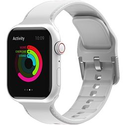 Mobigear Dashed Silikon Apple Watch Armband Dornschließe - 49/46/45/44 mm - Weiß
