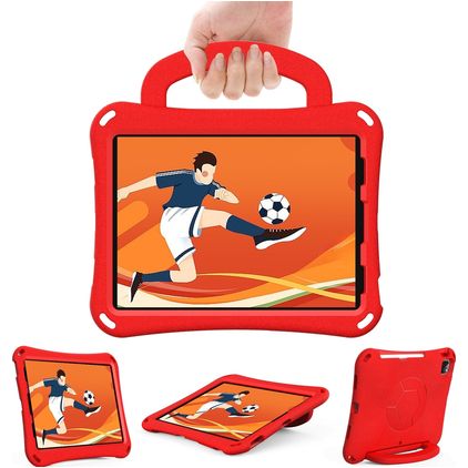 Mobigear Football iPad Air 11 Zoll (2024) Hülle EVA Schaum Backcover + Schulterträger + Ständer - Rot