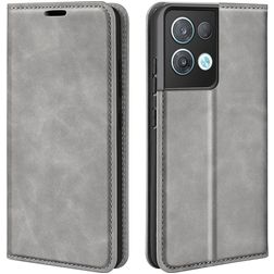 Mobigear Retro Slim OPPO Reno 8 Pro 5G Hülle Klapphülle Geldbörse - Grau