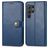 Mobigear Snap Button Samsung Galaxy S25 Hülle Klapphülle Geldbörse - Blau