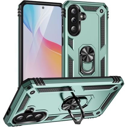 Mobigear Armor ring Samsung Galaxy A36 Hülle Hardcase Backcover Stoßfest mit Ringhalter - Grün