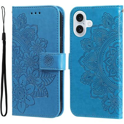 Mobigear Flowers iPhone 17 Hülle Klapphülle Geldbörse - Blau
