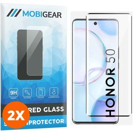 Mobigear Premium HONOR 50 Panzerglas Gehärtetes Glas Displayschutz - Hüllenfreundlich - Schwarz (2er Pack)