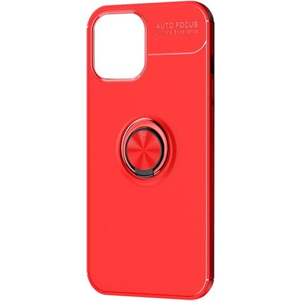 Mobigear Armor Ring iPhone 12 Pro Max Hülle Flexibles TPU Backcover Stoßfest mit Ringhalter - Rot