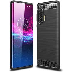 Mobigear Brushed Slim Motorola Edge Plus Hülle Flexibles TPU Backcover - Schwarz