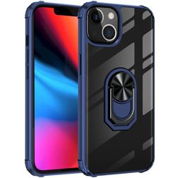 Mobigear Crystal Ring iPhone 14 Pro Hülle Hardcase Backcover mit Ringhalter - Transparent / Blau