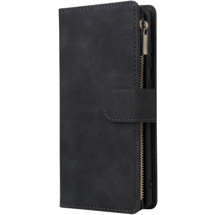Mobigear Zipper Samsung Galaxy Note 10 Lite Hülle Klapphülle Geldbörse - Schwarz