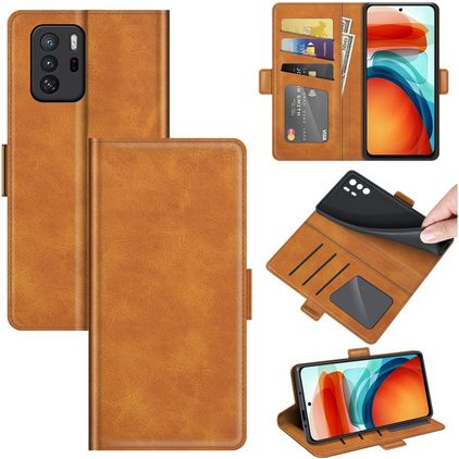 Mobigear Slim Magnet POCO X3 GT Hülle Klapphülle Geldbörse - Cognac