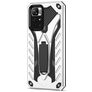 Mobigear Armor Stand Xiaomi Redmi Note 11T Hülle Hardcase Backcover Stoßfest mit Ständer - Silber