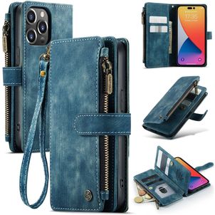 Caseme C30 iPhone 14 Pro Hülle Klapphülle Geldbörse - Blau