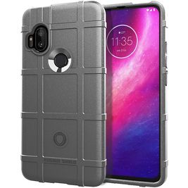 Mobigear Rugged Shield Motorola One Hyper Hülle Flexibles TPU Backcover Stoßfest - Grau