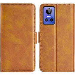 Mobigear Slim Magnet Realme GT Neo 3 Hülle Klapphülle Geldbörse - Cognac