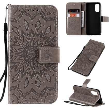 Mobigear Sunflower Samsung Galaxy S20 Hülle Klapphülle Geldbörse - Grau