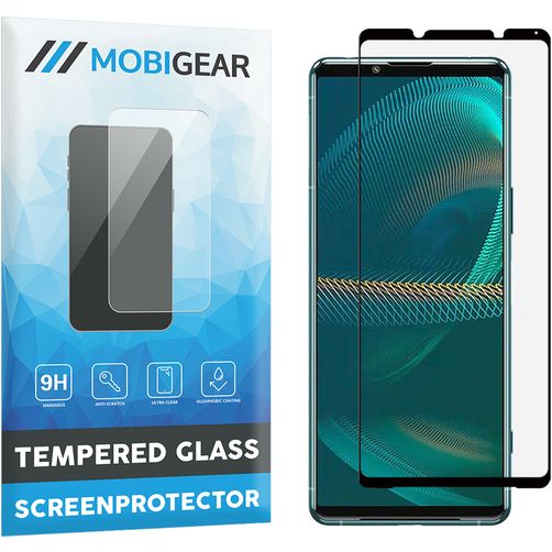 Mobigear Premium Sony Xperia 5 III Panzerglas Gehärtetes Glas Displayschutz - Hüllenfreundlich - Schwarz