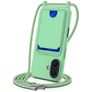Mobigear Lanyard Card iPhone 16 Silikon Handykette mit Kartenhalter - Grün