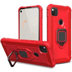 Mobigear Armor Ring Google Pixel 4a Hülle Hardcase Backcover Stoßfest mit Ringhalter - Rot