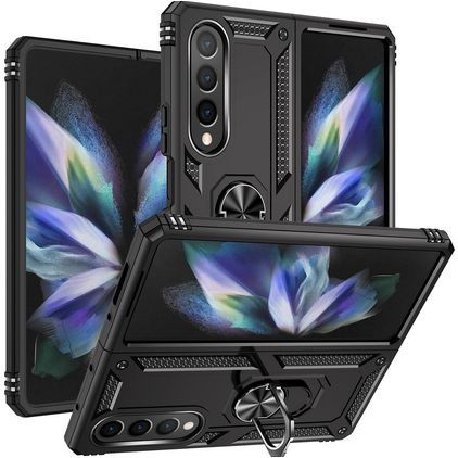 Mobigear Armor Ring Samsung Galaxy Z Fold 4 Hülle Hardcase Backcover Stoßfest mit Ringhalter - Schwarz