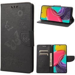 Mobigear Butterfly Samsung Galaxy M53 Hülle Klapphülle Geldbörse - Schwarz