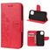 Mobigear Flowers iPhone 12 Hülle Klapphülle Geldbörse - Rot