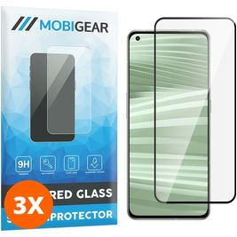 Mobigear Premium Realme GT2 Pro Panzerglas Gehärtetes Glas Displayschutz - Hüllenfreundlich - Schwarz (3er Pack)
