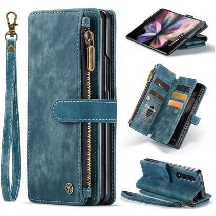 Caseme C30 Samsung Galaxy Z Fold 4 Hülle Klapphülle Geldbörse - Blau