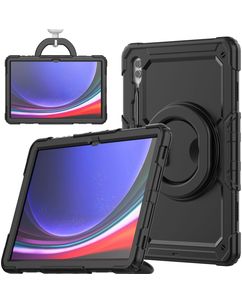 Mobigear RingGuard Samsung Galaxy Tab S10 Ultra Hülle Kunststoff,Silikon Backcover + Stifthalter + Schulterträger + Ständer - Schwarz