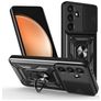 Mobigear Armor Ring Cam Slide Samsung Galaxy S25 FE Hülle Hardcase Backcover Stoßfest mit Ringhalter und Kamera Slider - Schwarz