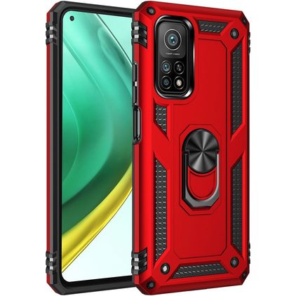 Mobigear Armor Ring Xiaomi Mi 10T Pro Hardcase Backcover Shockproof mit Ringhalter - Rot