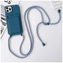 Mobigear Lanyard Card iPhone 15 Pro Silikon Handykette mit Kartenhalter - Dunkelblau
