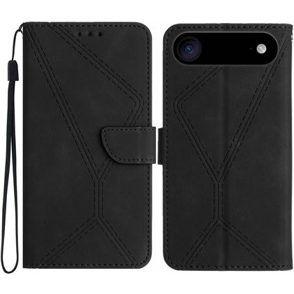 Mobigear Stitch iPhone Air Klapphülle Portemonnaie - Schwarz