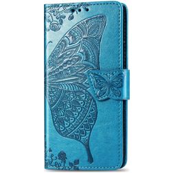 Mobigear Butterfly Motorola One Action Hülle Klapphülle Geldbörse - Blau