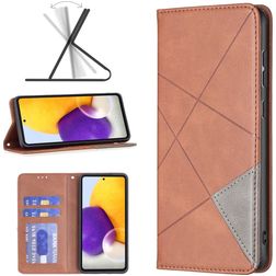 Mobigear Rhombus Slim Samsung Galaxy A73 Hülle Klapphülle - Braun