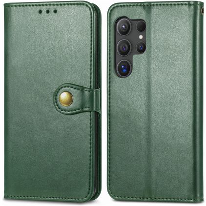 Mobigear Snap Button Samsung Galaxy S25 Plus Hülle Klapphülle Geldbörse - Grün
