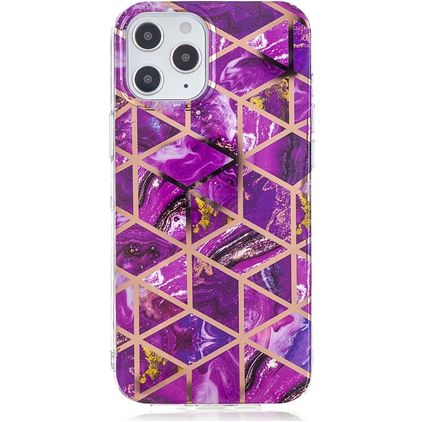 Mobigear Marble iPhone 12 Pro Max Hülle Flexibles TPU Backcover - Lila