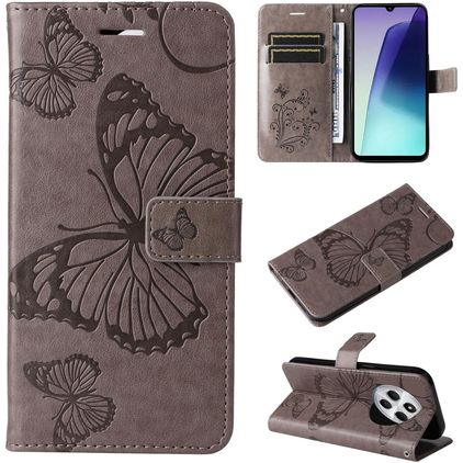 Mobigear Butterfly Xiaomi Redmi 14C Hülle Klapphülle Geldbörse - Grau