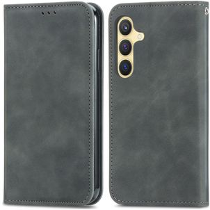 Mobigear Retro Slim Samsung Galaxy S25 Plus Hülle Klapphülle Geldbörse - Grau