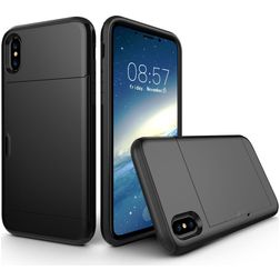 Mobigear Card iPhone XS Hülle Hardcase Backcover Stoßfest mit Kartenhalter - Schwarz
