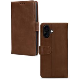 Mobilize Wallet iPhone 16 Hülle Echtes Leder Klapphülle Geldbörse - Braun