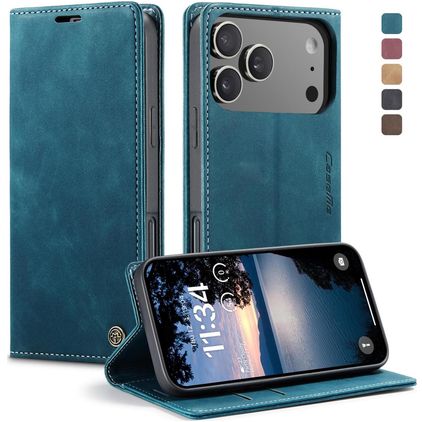 CaseMe 013 iPhone 17 Pro Hülle Klapphülle Geldbörse - Blau