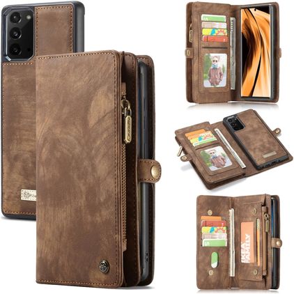 Caseme 008 Samsung Galaxy Note 20 Hülle Abnehmbare 2in1 Klapphülle Geldbörse - Braun