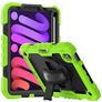 Mobigear SureGrip Xtreme iPad Mini 7 (2024) Hülle Kunststoff,Silikon Backcover + Stifthalter + Schulterträger + Ständer - Schwarz / Grün