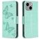 Mobigear Butterfly iPhone 15 Plus Hülle Klapphülle Geldbörse - Grün