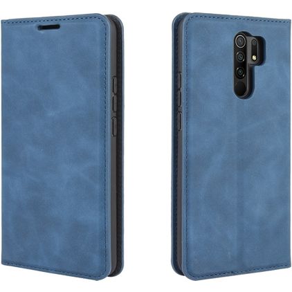 Mobigear Retro Slim Xiaomi Redmi 9 Hülle Klapphülle Geldbörse - Blau
