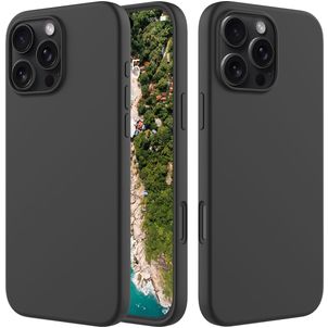 Mobigear Rubber Touch iPhone 16 Pro Max Silikon Hülle Backcover - Schwarz