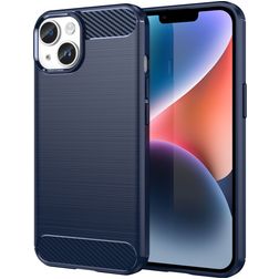 Mobigear Brushed Slim iPhone 15 Plus Hülle Flexibles TPU Backcover - Blau