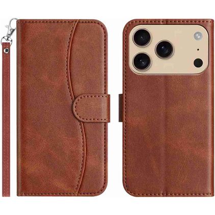 Mobigear S Line iPhone 17 Pro Max Hülle Klapphülle Geldbörse - Braun